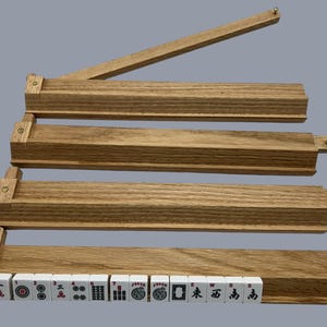 Oak Mahjong racks with pivoting pushers