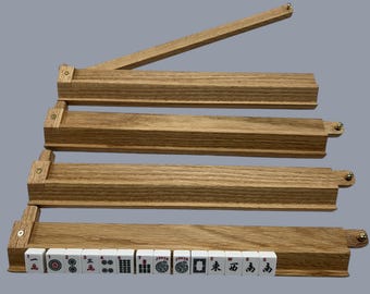 Oak Mahjong racks with pivoting pushers