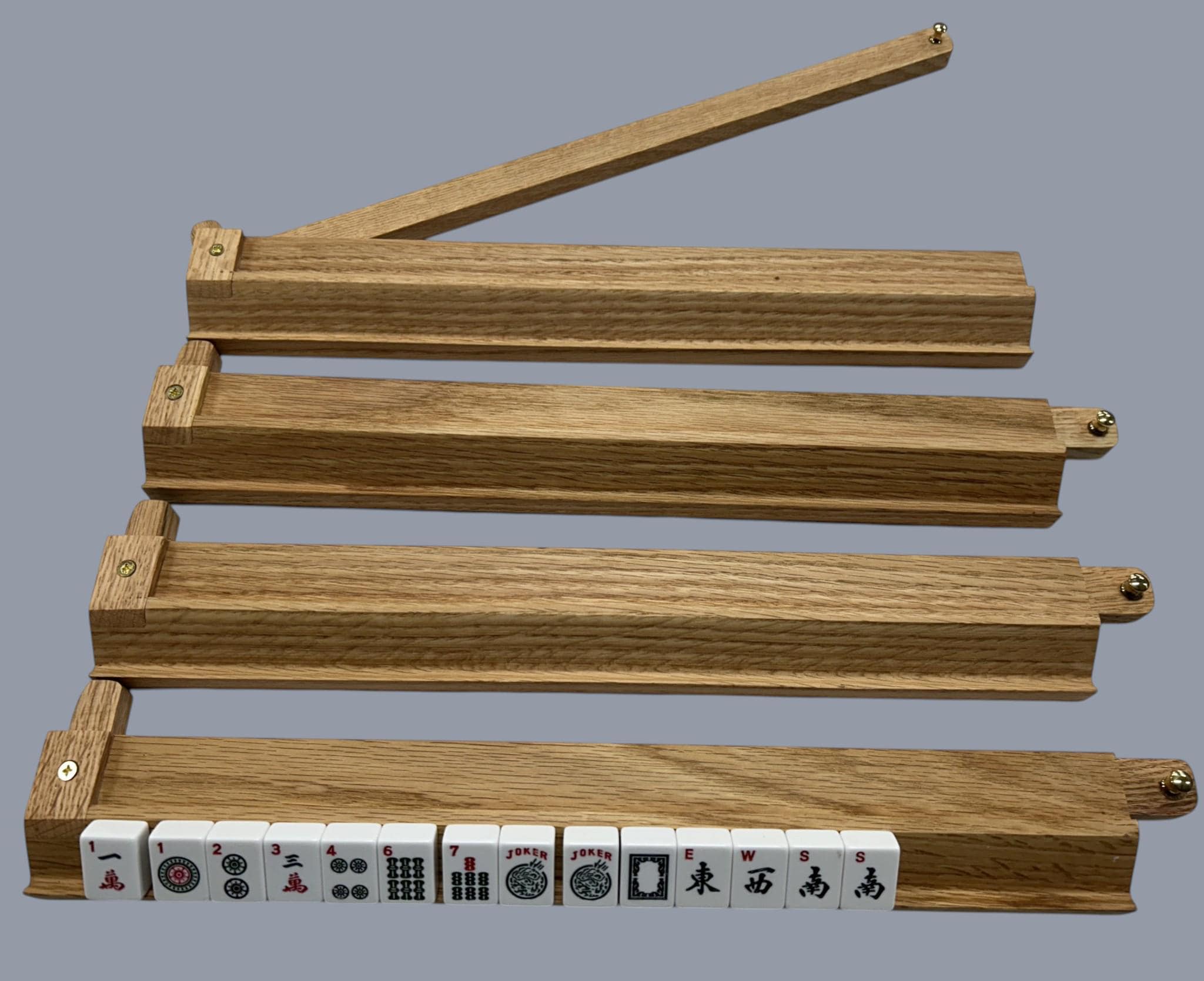 Oak Mahjong Racks With Pivoting Pushers - Etsy
