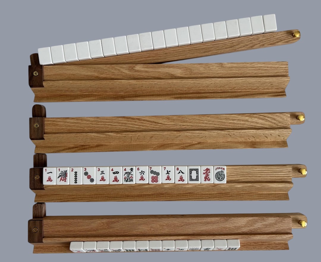 Oak With Walnut Accents Mahjong Racks With Pivoting Pushers - Etsy
