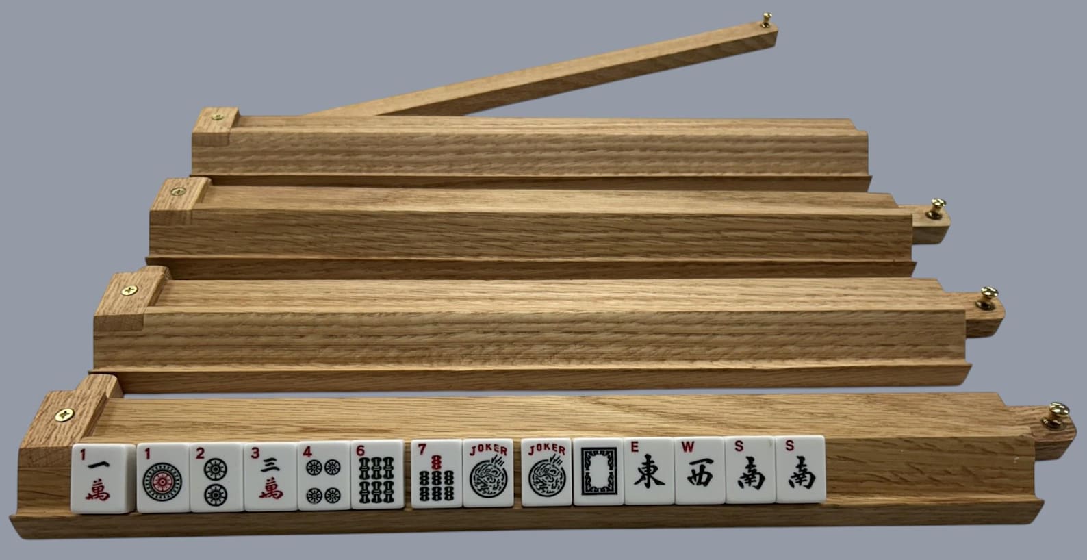 Oak Mahjong Racks With Pivoting Pushers - Etsy
