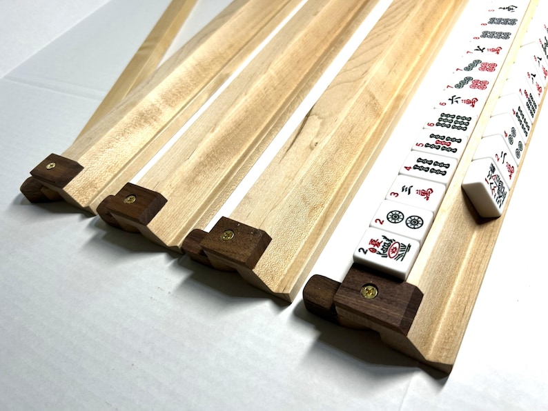 Maple and Walnut Mahjong Racks With Pivoting Pushers - Etsy