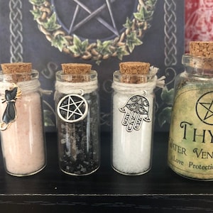 Witches Altar Salt Trio: Himalayan, Black, and Sea Salt to ward off bad Purification, Cleansing, Protection