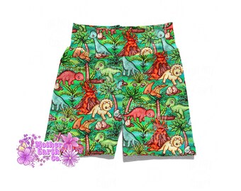 Dinosaur Kids Biker Shorts || Girls || Gymnastics || Pajama || Biker || Short || Baby || Toddler || Green || T-Rex || Longneck || Triceratop