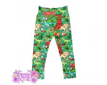Dinosaur Grow With Me Pants || Baby || Toddler || Kids || Dino || Longneck || T-Rex || Green || Boy || Fossils || Dinosaurs || Pants