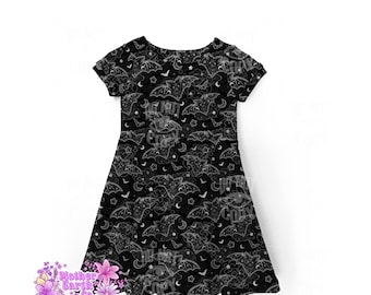 Vestido de murciélago // Bebé // Niño pequeño // Niño // Niño // Negro // Murciélagos // Halloween // Atuendo // Vestido // Espeluznante // Bruja // Gótico // Gótico