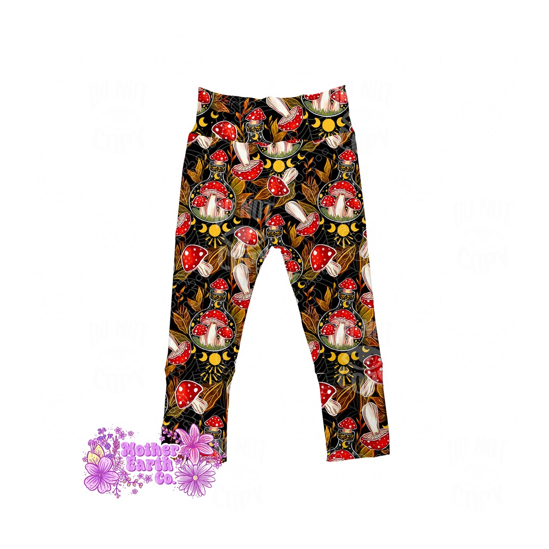 Mushroom Grow With Me Pants Maxaloones Witchy Boho Cottagecore Magical Mushrooms Pants Kids ...