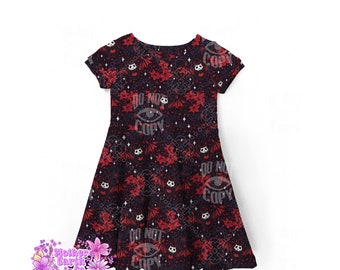 Vestido de murciélago y calavera // Bebé // Adulto // Niño // Mujer // Niño // Niño // Rojo // Murciélagos // Halloween // Atuendo // Vestido // Espeluznante // Brujo