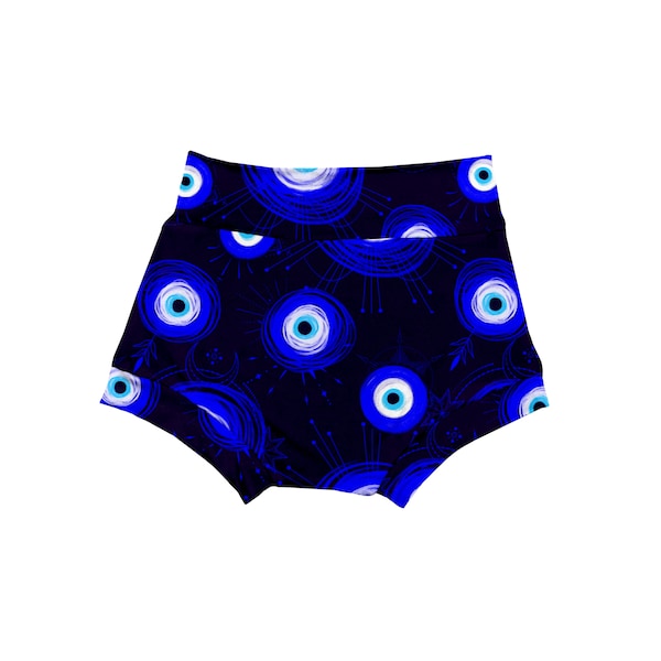 Evil Eye Bummies || High Waisted || Evil Eye || Blue || Witchy || Witch || Protection || Spell || Good || Shorts || Baby || Toddler || Eye