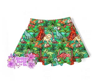 Falda de dinosaurio para niños // Bebé // Niño pequeño // Niño // Faldas // Falda pantalón // Verde // T-Rex // Cuello largo // Triceratops // Dino's