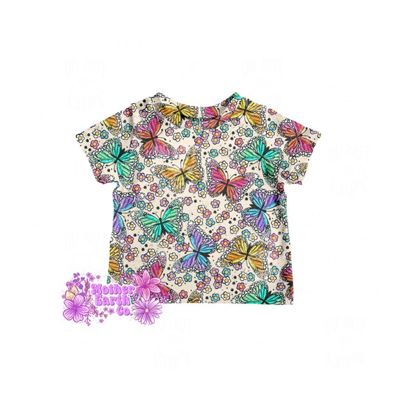 Rainbow and Butterfly Short Sleeve T-Shirt, Baby Rainbow and Butterfly Short Sleeve T-Shirt, Baby