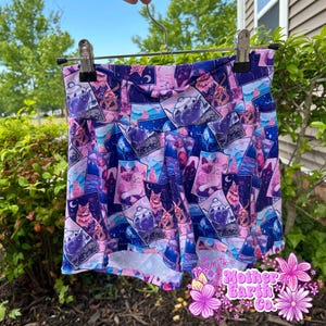 PRÊT À L'EXPÉDITION || Short de motard pour femme Cat Cards, taille moyenne || Bleu || Chaton || Entraînement || Yoga || Sorcière || Salle de sport || Pyjama || Chats