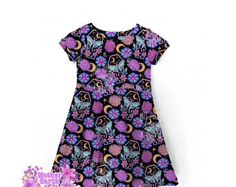 Floral Luna Moth Dress || Baby || Toddler || Kid || Child || Moths || Flowers || Natural || Witchy || Girl || Dress || Bug || Cottagecore