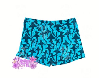 Sharks Women's Shorts || Gym || Workout || Yoga || Ocean || Shorts || Shark || Sea || Sea Creature || Surf || Lounge || Girls || Blue