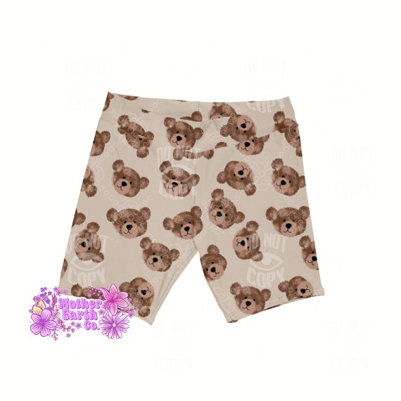 Bear Womens Biker Shorts Womens Biker Shorts Yoga Gym Boho Neutral Brown Beige Animals Girls Workout Etsy Australia