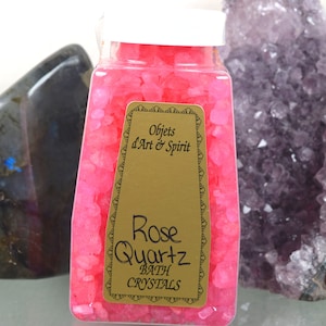 ROSE QUARTZ Bath Salt Crystals Full/New Moon Spiritual Bath - Limpia - Ablution - Mystical Immersion