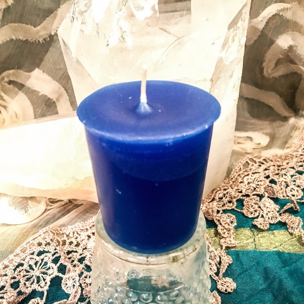 BLUE VOTIVE Candle - Hand-Poured