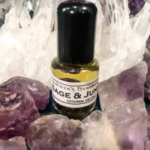 SAGE & JUNIPER OIL Full/New Moon-Handblended-Herbal Oil-All Natural-Spell
