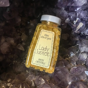LADY JUSTICE Bath Salt Crystals Full/New Moon Spiritual Bath - Limpia - Ablution - Mystical Immersion