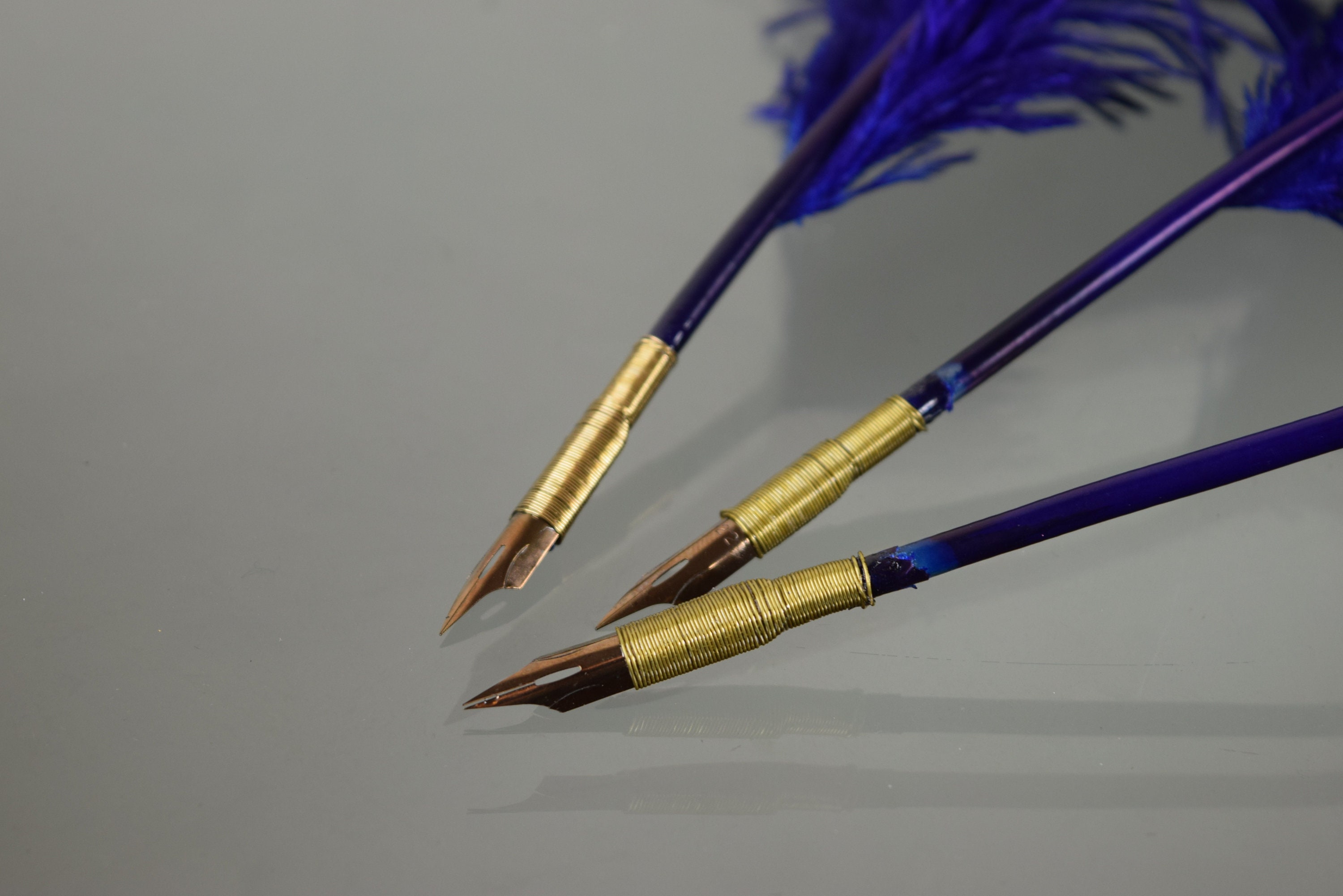 Royal Blue Ostrich Feather Quill Pen – Objets d'Art & Spirit