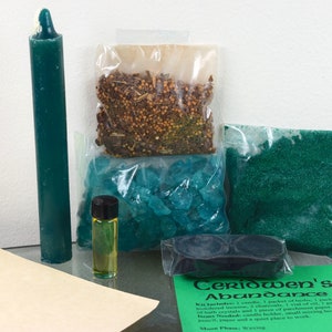 ABUNDANCE Spell Kit – Full/New Moon Handmade – Magick – Hoodoo - Spells - Candle Kit