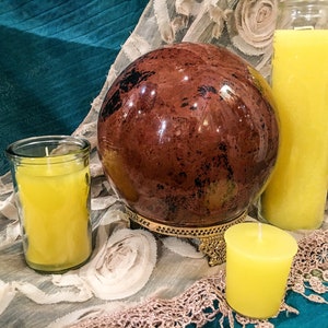GELE KAARS - 7-daagse rituele verbranding - met de hand gegoten - Pagan - Ceremonie - Wicca - Heilig