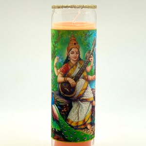 SARASWATI CANDLE - 7 Day Ritual Burn - Hand-Poured - Sacred - Yoga - Meditation - Prosperity