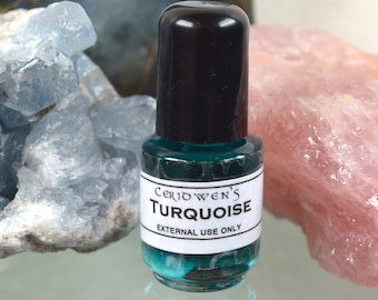 TURQUOISE OIL Full/New Moon-Handblended-Herbal Oil-All Natural-Spell