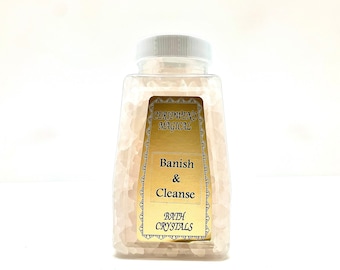 BANISH & CLEANSE Bath Salt Crystals Full/New Moon Spiritual Bath - Limpia - Ablution - Mystical Immersion