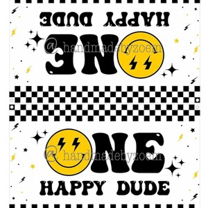 Etiqueta de recuerdo de fiesta One Happy Dude