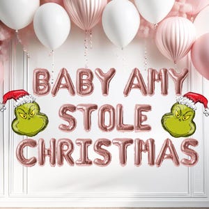 Personalized baby who stole Christmas balloon banner, Christmas baby shower decorations baby shower cartoon cute ideas for Christmas shower