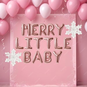 Merry little baby balloon banner, Christmas baby shower themed decorations merry baby Winter baby shower gender reveal Christmas decorations