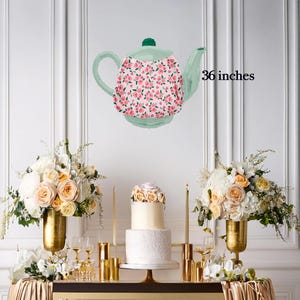 Teapot balloon, second birthday tea party decor, tea for two, second party decor, tea party theme birthday, partea banner