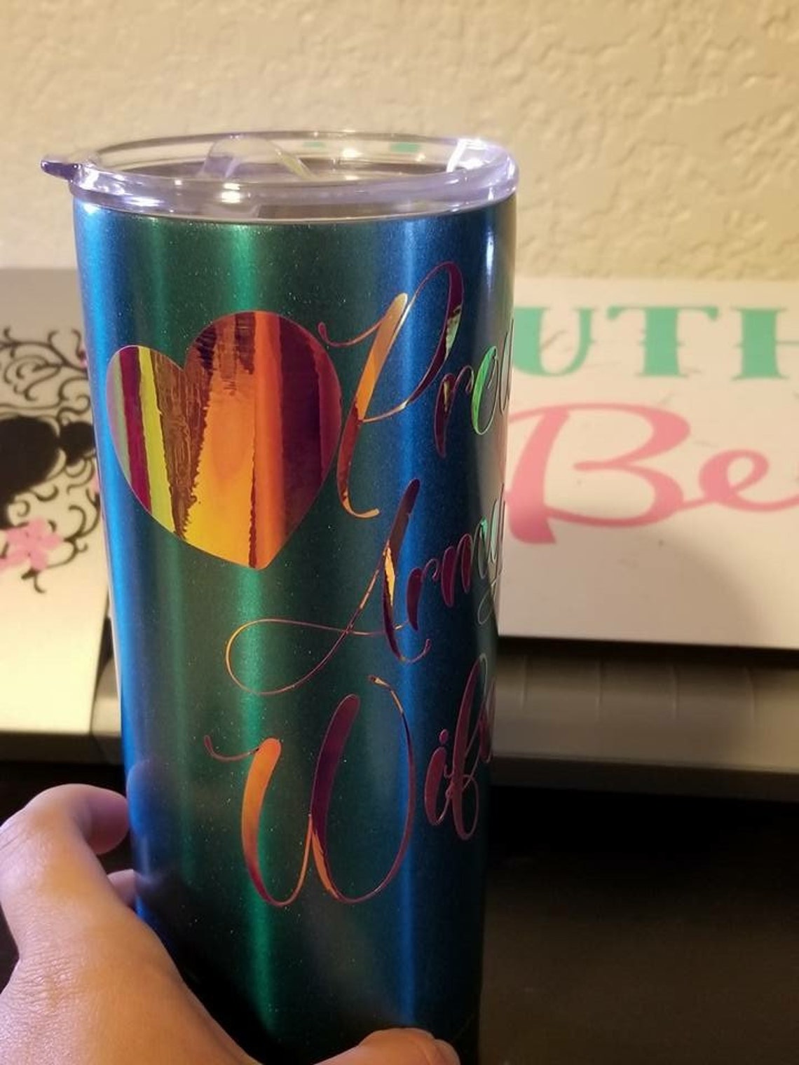 Tumbler with custom decals Etsy