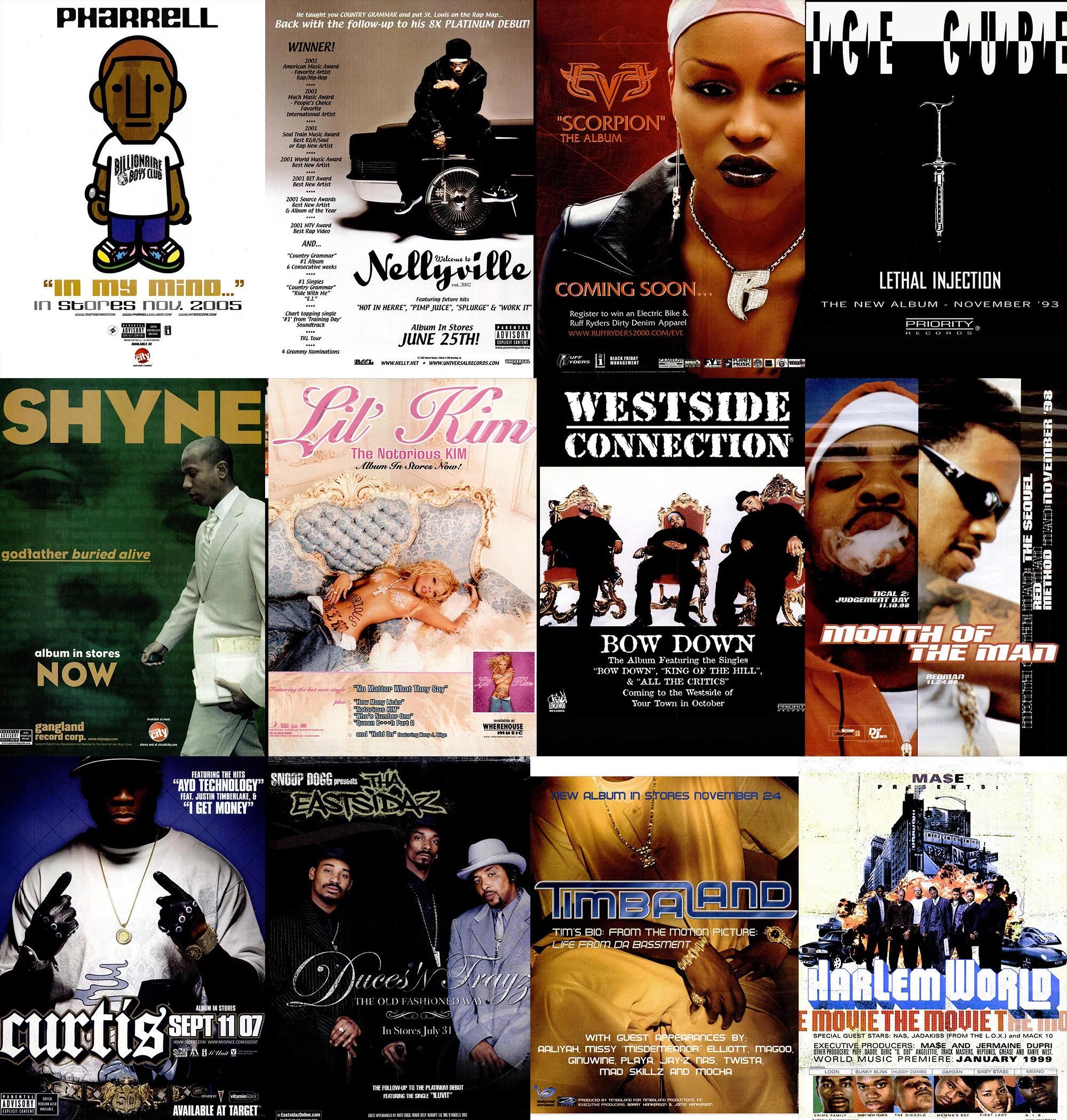 Hip-hop music nineties party vintage poster with boombox