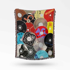 90s R&B Music Lover&#39;s Throw: Greatest Albums Woven Throw Blanket - Album Cover Decor - Hip Hop Rap Decor
