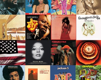CLASSIC 70&#39;s R&B Album Cover Art Collage Kit (DIGITAL DOWNLOADS) 50 pcs, 4.75&quot; x 4.75&quot;, Album Cover Wall