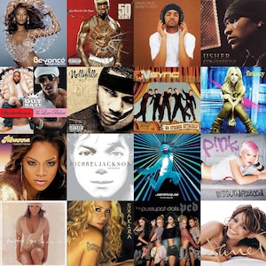 2000s Y2K Album Cover Art Collage Kit (DIGITAL DOWNLOADS) 60 pieces, 4.75 x 4.75 Inches, Album Cover Wall, Pop, hip hop, y2k party wall art