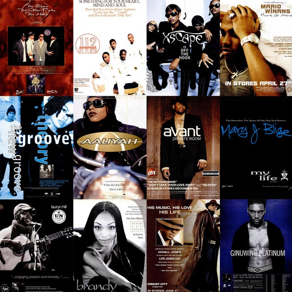 RARE 90s RNB Posters - 65 HQ digital R&B Posters from the 90s 2000s - Magazine Aesthetic - Wall Collage - Room Decor -