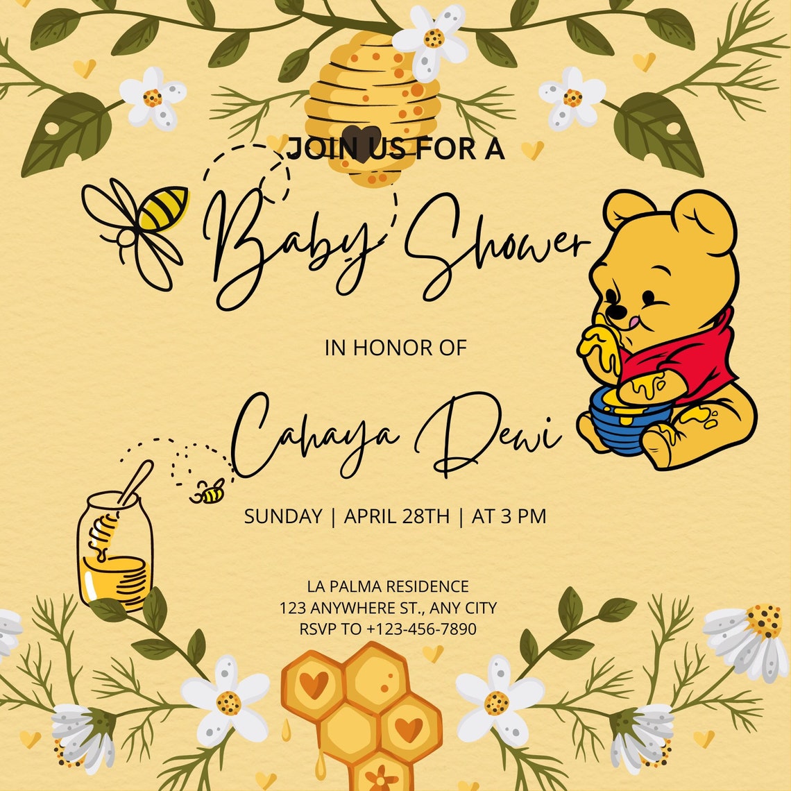 Winnie the Pooh Baby Shower Invitation Etsy