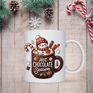 Snowman Hot Chocolate Mug Wrap Bundle, 11oz Mug Template PNG, Cozy Winter Mug Wrap, Holiday Christmas Mug Wrap Sublimation Design