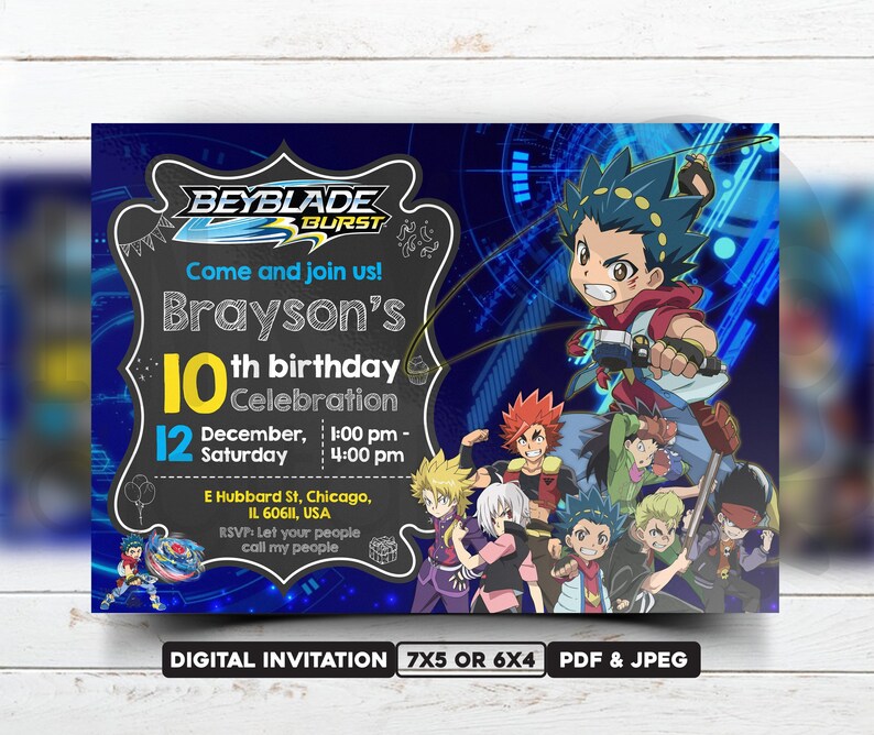 Beyblade Invitation Beyblade Burst Invitation Beyblade Burst Party Beyblade Birthday Beyblade Card Beyblade Invite Inky - 