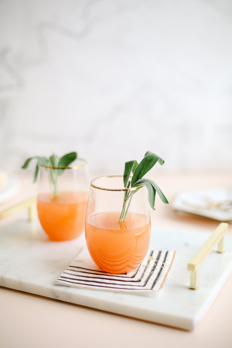 Gold Rimmed Stemless Plastic Wine Glasses Etsy