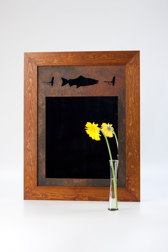 Three Image Fish Mirror Knotty Pine Or Barnwood