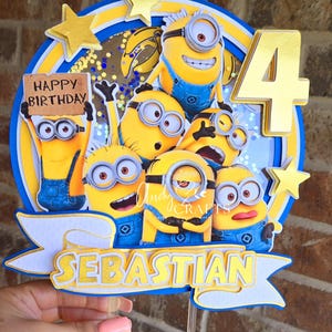 Minions cake topper/ MiNions Shaker Cake Topper / Minions theme party / Kids Cake Topper / Custom Minions