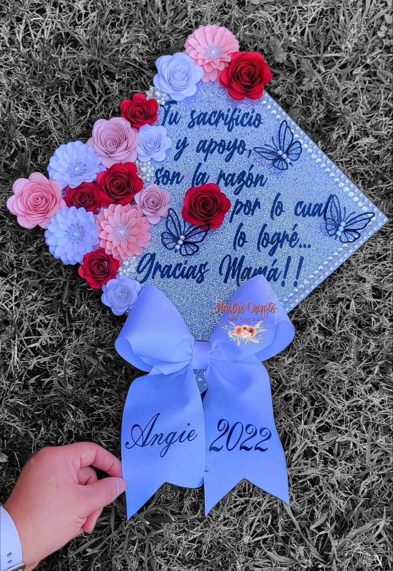 Custom Graduation Cap 3D Paper Flowers Graduation Cap Etsy