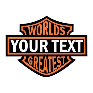 Aanpasbaar Harley Davidson-schild SVG – 'World's Greatest' met gepersonaliseerde tekst – perfect voor motorcadeaus