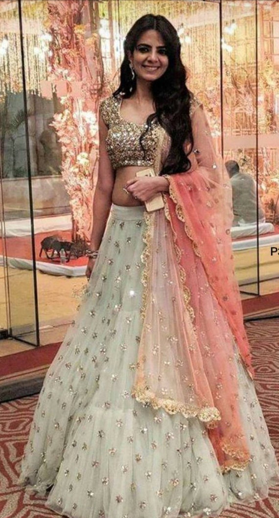 pista green and pink dress