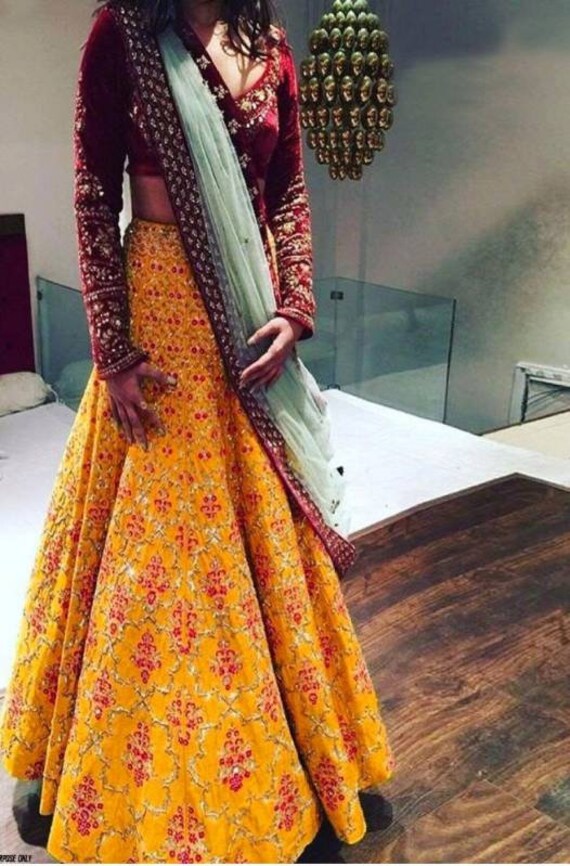 yellow lehenga dress