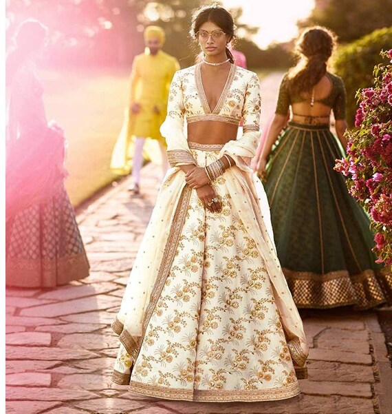 white lehenga dress